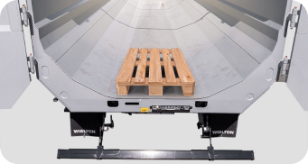 The width of the flat floor of 850 mm allows loading of Euro pallets 1200x800 mm.